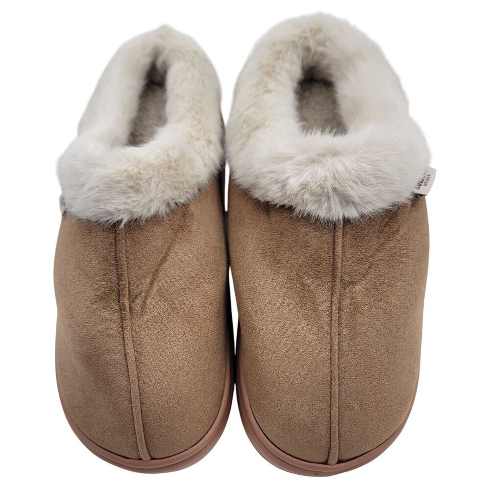 Zulemei Slippers House Shoes Cozy Brown White Faux Fur Rubber Sole Womens 9 New